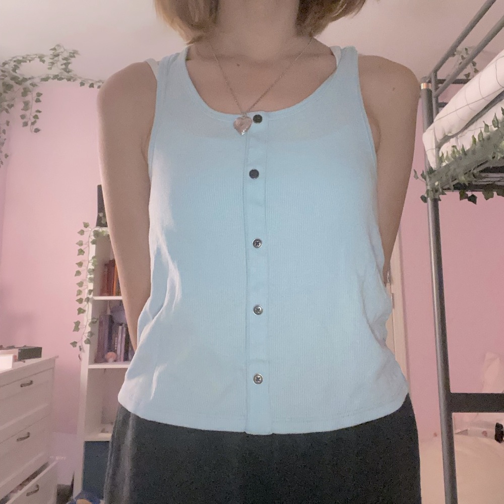 arts class baby blues kids tank top with buttons